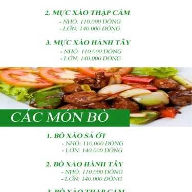 Thực đơn- Nhà Hàng Thái Trân - Chuyên Các Món Nướng Đá & Lẩu