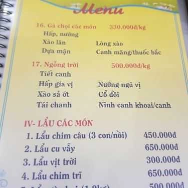 Tổng hợp- Nhà Hàng Chim Trời, Lẩu & Món Trung Hoa - Lý Thường Kiệt