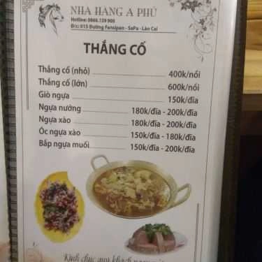 Thực đơn- Nhà Hàng A Phủ - Đặc Sản Dân Tộc