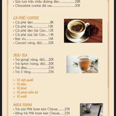 Thực đơn- 1994 Cafe & Milk Tea