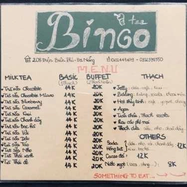 Thực đơn- Cafe Bingo Milk Tea