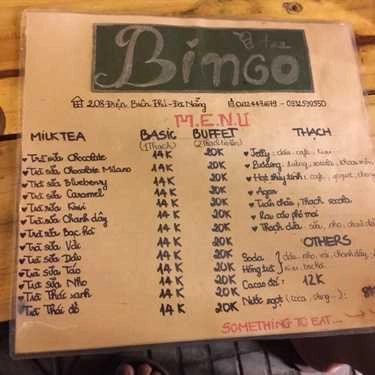 Thực đơn- Cafe Bingo Milk Tea