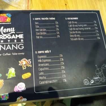 Thực đơn- Cafe Boardgame Center