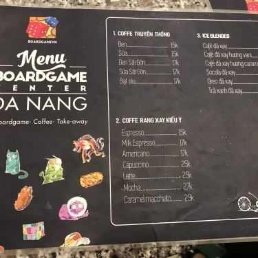 Thực đơn- Cafe Boardgame Center