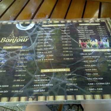 Thực đơn- Bonjour Cafe