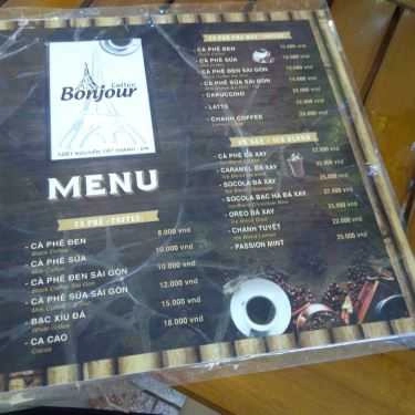 Thực đơn- Bonjour Cafe