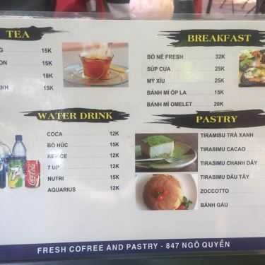Thực đơn- Fresh - Cafe & Pastry