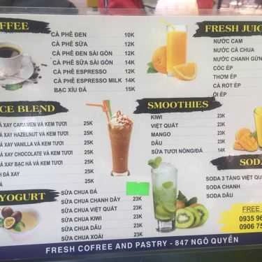 Thực đơn- Fresh - Cafe & Pastry