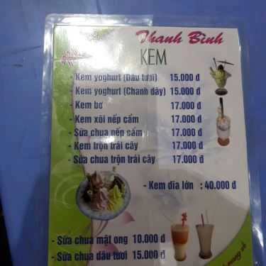 Thực đơn- Cafe Kem Thanh Bình