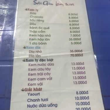 Thực đơn- Cafe Kem Tươi Sài Gòn