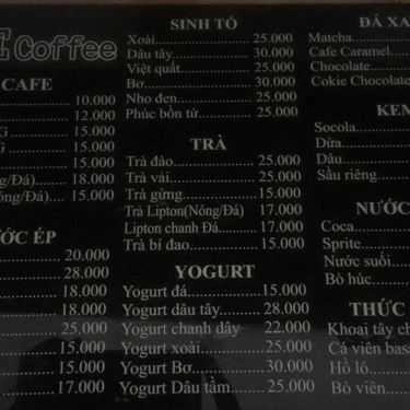 Thực đơn- Lee Coffee - Hà Huy Tập