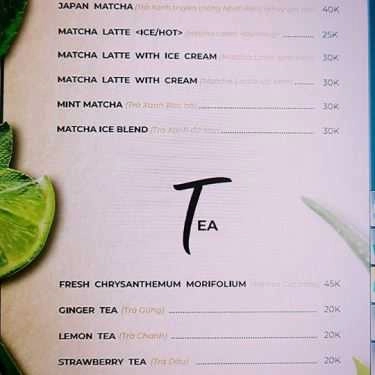 Thực đơn- Midori Hoppu Tea & Cafe