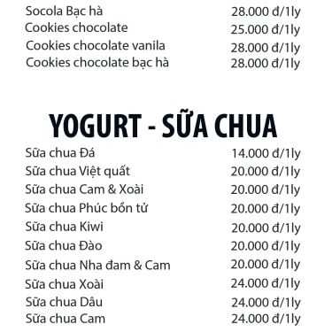 Thực đơn- Milano Baba Coffee