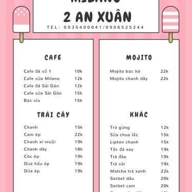 Thực đơn- Milano Cafe - An Xuân