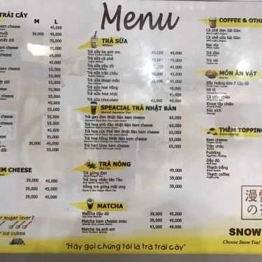 Thực đơn- Cafe Snow Tea - Zone FM