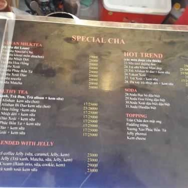 Thực đơn- Cafe Special Cha - Phạm Cự Lượng
