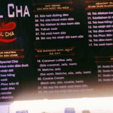 Thực đơn- Cafe Special Cha - Phạm Cự Lượng