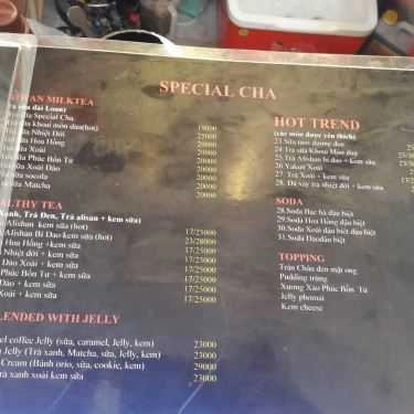 Thực đơn- Cafe Special Cha - Phạm Cự Lượng