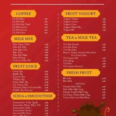 Thực đơn- Sunny Cafe