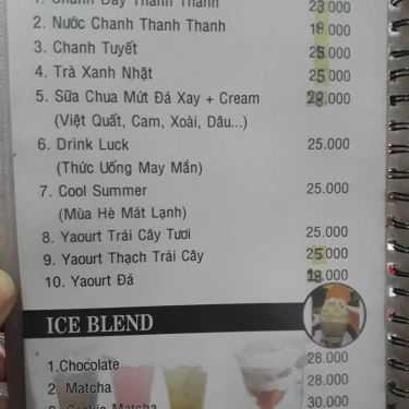 Thực đơn- Thanh Thanh Coffee - Lê Tấn Trung