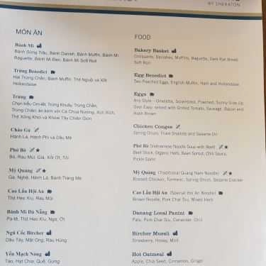 Thực đơn- Cafe The Lounge - Four Points By Sheraton Danang