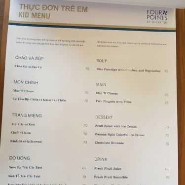 Thực đơn- Cafe The Lounge - Four Points By Sheraton Danang