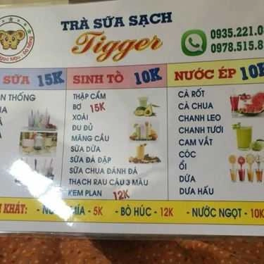 Thực đơn- Cafe Tiger - Trà Sữa Sạch