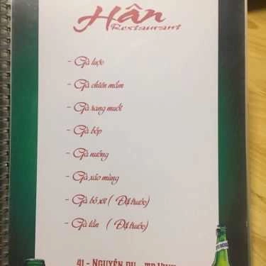 Thực đơn- Nhà Hàng Hân Restaurant - Đặc Sản Dê Núi