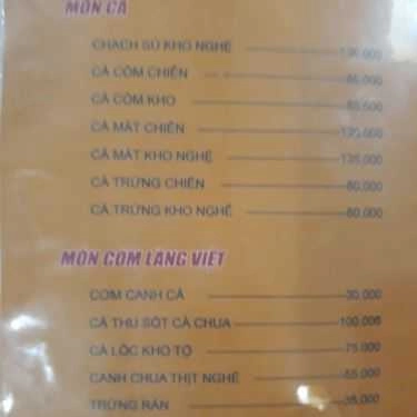 Thực đơn- Nhà Hàng Làng Việt