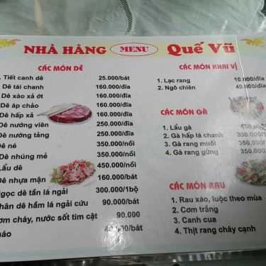 Thực đơn- Nhà Hàng Quế Vũ