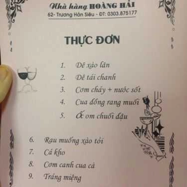 Thực đơn- Nhà Hàng Hoàng Hải