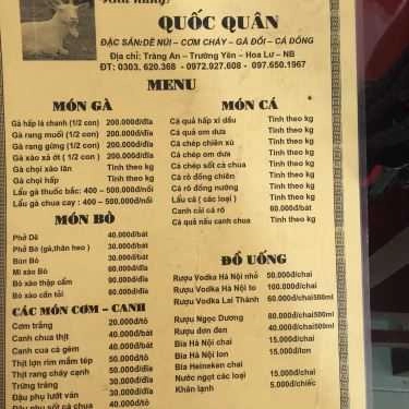 Thực đơn- Nhà Hàng Dê Núi Quốc Quân