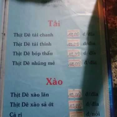 Thực đơn- Nhà Hàng Quán Đặc Sản Dân Tộc - Dê Núi Ninh Bình