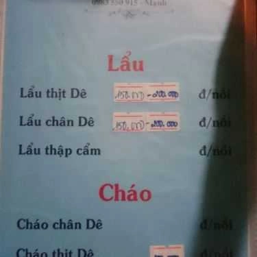 Thực đơn- Nhà Hàng Quán Đặc Sản Dân Tộc - Dê Núi Ninh Bình