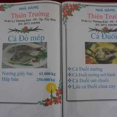 Thực đơn- Nhà Hàng Thiên Trường