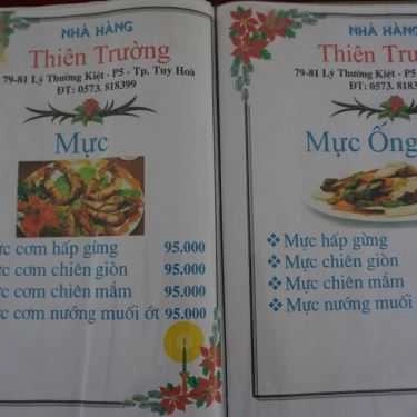 Thực đơn- Nhà Hàng Thiên Trường