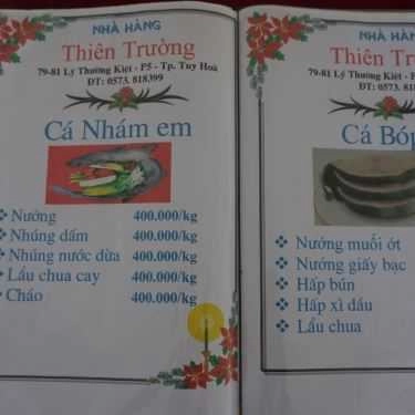 Thực đơn- Nhà Hàng Thiên Trường