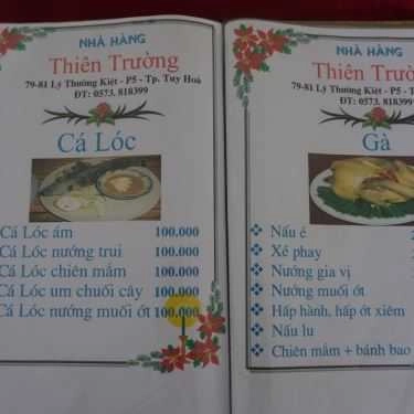 Thực đơn- Nhà Hàng Thiên Trường