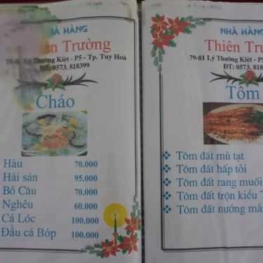 Thực đơn- Nhà Hàng Thiên Trường