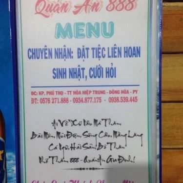 Thực đơn- Nhà Hàng Quán Ăn Gia Đình 888