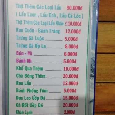 Thực đơn- Nhà Hàng Quán Ăn Gia Đình 888