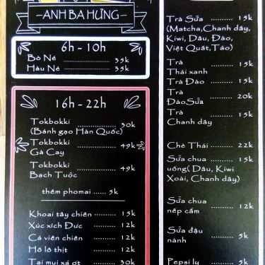 Thực đơn- Quán Ăn Anh Ba Hưng - Food & Drinks