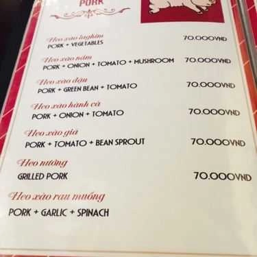 Thực đơn- Nhà Hàng Trung Bắc Restaurant - Cao Lầu & Bánh Vạc