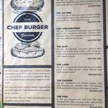 Thực đơn- Nhà Hàng Chef Burger