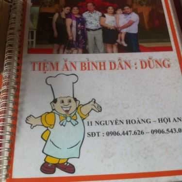 Thực đơn- Nhà Hàng Dũng - Tiệm Ăn Bình Dân