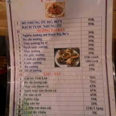 Thực đơn- Quán Ăn Lẩu Nướng Big Bo's