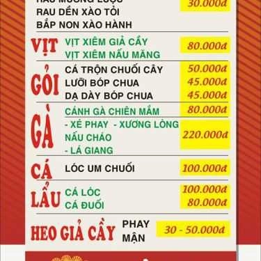 Thực đơn- Quán Ăn Lưu Gia Quán