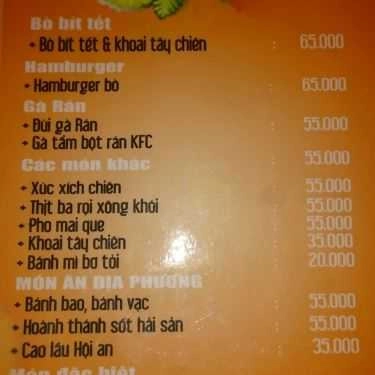 Thực đơn- Nhà Hàng Vũ Trần - Pizza & Mì Ý