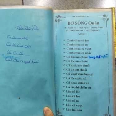 Thực đơn- Quán Ăn Bờ Sông Quán - Các Món Đặc Sản