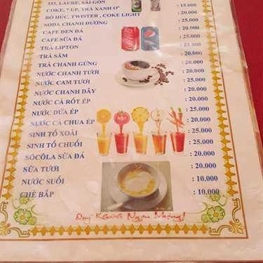 Thực đơn- Quán Ăn Thanh Thanh - Đặc Sản Hội An